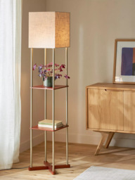 John Lewis Harrison Square Shelves Floor Lamp, Walnut/Steel - thumbnail 2