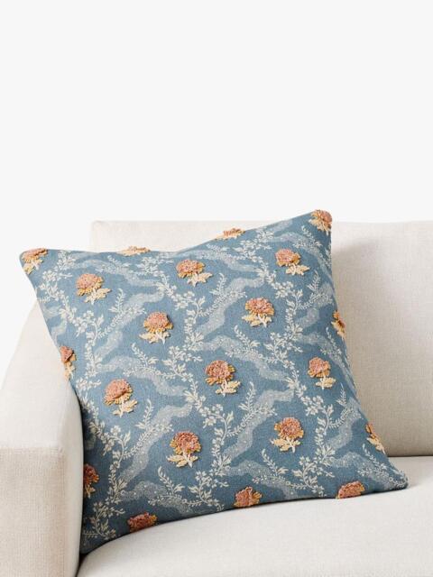Pottery Barn Josephine Embroidered Cushion Cover, Blue Multi - image 1