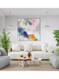 John Lewis Natasha Barnes 'Transformation' Abstract Framed Canvas Print, 84 x 84cm, White/Multi - thumbnail 2