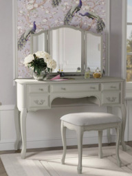 Laura Ashley Provencale 5 Drawer Dressing Table & Stool Set, Dove Grey - thumbnail 4