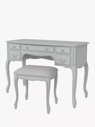 Laura Ashley Provencale 5 Drawer Dressing Table & Stool Set, Dove Grey - thumbnail 3