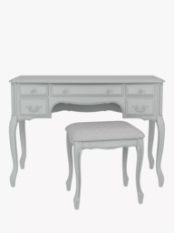 Laura Ashley Provencale 5 Drawer Dressing Table & Stool Set, Dove Grey - thumbnail 2