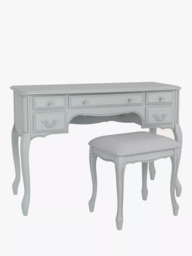 Laura Ashley Provencale 5 Drawer Dressing Table & Stool Set, Dove Grey - thumbnail 1