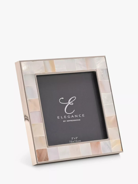 "Impressions Elegance Mother of Pearl Photo Frame, 3 x 3"" (8 x 8cm), White" - image 1