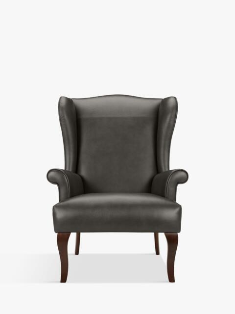 John Lewis Shaftesbury Leather Wing Chair, Dark Leg