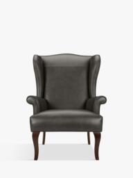 John Lewis Shaftesbury Leather Wing Chair, Dark Leg - thumbnail 1