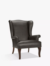 John Lewis Shaftesbury Leather Wing Chair, Dark Leg - thumbnail 4