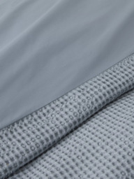 John Lewis Aurelia Pure Cotton Waffle Duvet Cover Set, Mid Blue - thumbnail 4