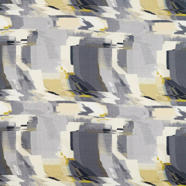 Harlequin Perspective Made to Measure Curtains or Roman Blind, Charcoal/Gold - image 1