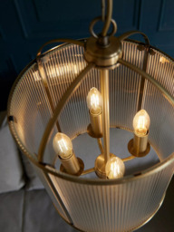 Bay Lighting Stockwell Ribbed 4 Arm Pendant Ceiling Light, Brass - thumbnail 5