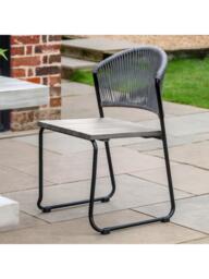 Gallery Direct Taranto 2-Seater Acacia Wood Garden Dining Chair, Set of 2, Black/Grey - thumbnail 2
