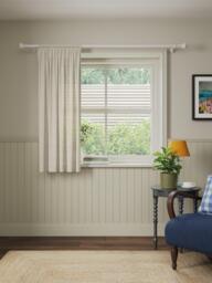 John Lewis Slot Top Slub Stripe Voile Curtain Panel, Natural Putty - thumbnail 5