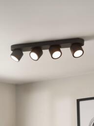 John Lewis Wilson 4 Spotlight Ceiling Bar, Black - thumbnail 5