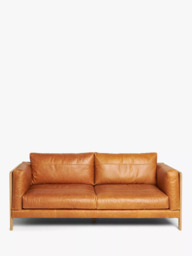John Lewis Nest Large 3 Seater Leather Sofa, Light Leg, Butterscotch Leather - thumbnail 3