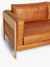 John Lewis Nest Large 3 Seater Leather Sofa, Light Leg, Butterscotch Leather - thumbnail 5