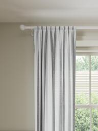 John Lewis Slot Top Stripe Voile Curtain Panel, White/Grey - thumbnail 1