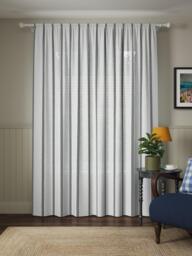 John Lewis Slot Top Stripe Voile Curtain Panel, White/Grey - thumbnail 4
