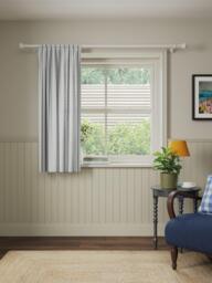 John Lewis Slot Top Stripe Voile Curtain Panel, White/Grey - thumbnail 5