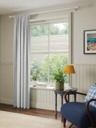 John Lewis Slot Top Stripe Voile Curtain Panel, White/Grey - thumbnail 3