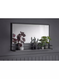 Gallery Direct Emerson Metal Frame Shelf Wall Mirror, 63 x 106cm, Black - thumbnail 2