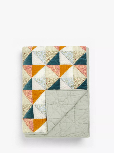 John Lewis Velvet Patchwork Quilt, Multi - image 1