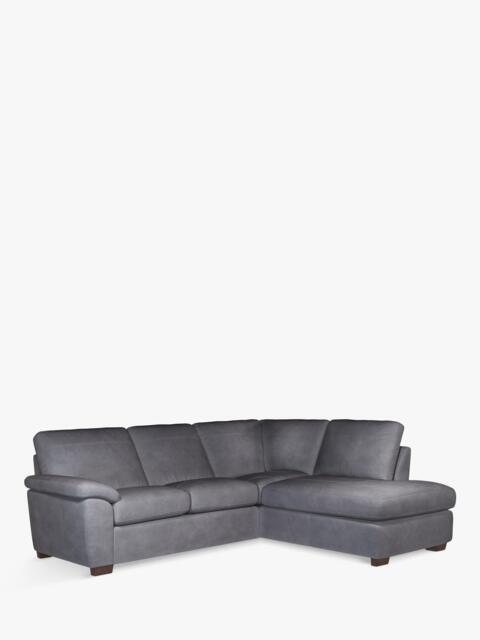 John Lewis Camden 5+ Seater RHF Chaise Corner End Leather Sofa, Dark Leg - image 1