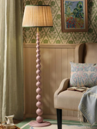 Joules Harewood Pleated Shade Bobbin Floor Lamp, Light Pink - thumbnail 2