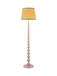 Joules Harewood Pleated Shade Bobbin Floor Lamp, Light Pink - thumbnail 1
