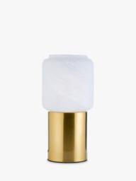 John Lewis Bosa Alabaster Effect Touch Table Lamp, Brass - thumbnail 3
