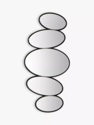 Gallery Direct Pebble Stack Abstract Wall Mirror, 118 x 54cm, Black - thumbnail 1