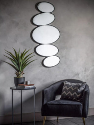 Gallery Direct Pebble Stack Abstract Wall Mirror, 118 x 54cm, Black - thumbnail 5