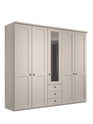 John Lewis Marlow 250cm Mirrored Hinged Wardrobe with Centre 3 Drawers, Champagne - thumbnail 1
