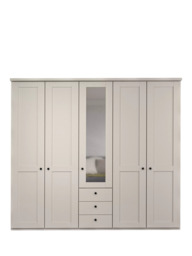 John Lewis Marlow 250cm Mirrored Hinged Wardrobe with Centre 3 Drawers, Champagne - thumbnail 3