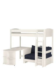 Stompa Uno S 22 High Sleeper Bed Frame with Pull-Out Desk, Ocean Blue