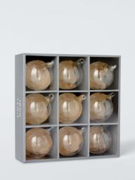 John Lewis Glass Snowflake Baubles, Box of 9, Clear - thumbnail 3