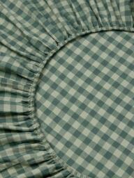 Piglet in Bed Gingham Linen Blend Fitted Sheet, Pine Green - thumbnail 2
