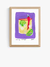 EAST END PRINTS Natalie Cass 'Spicy Margs' Framed Print, 43.4 x 33.4cm, Oak Frame
