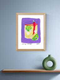 EAST END PRINTS Natalie Cass 'Spicy Margs' Framed Print, 43.4 x 33.4cm, Oak Frame - thumbnail 2