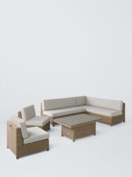 John Lewis Platform Rattan 7-Seater Corner Garden Dining/Lounge Set with Height-Adjustable Table, Natural - thumbnail 2
