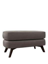 John Lewis Barbican Leather Footstool, Dark Leg - thumbnail 1