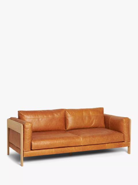 John Lewis Nest Grand 4 Seater Leather Sofa, Light Leg, Butterscotch Leather - image 1
