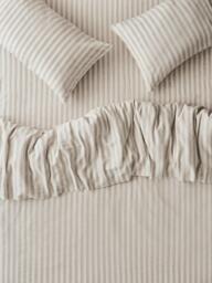 Piglet in Bed Pembroke Stripe Linen Blend Bedding, Oatmeal - thumbnail 1