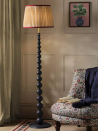 Joules Harewood Pleated Shade Bobbin Floor Lamp, Navy Blue - thumbnail 2