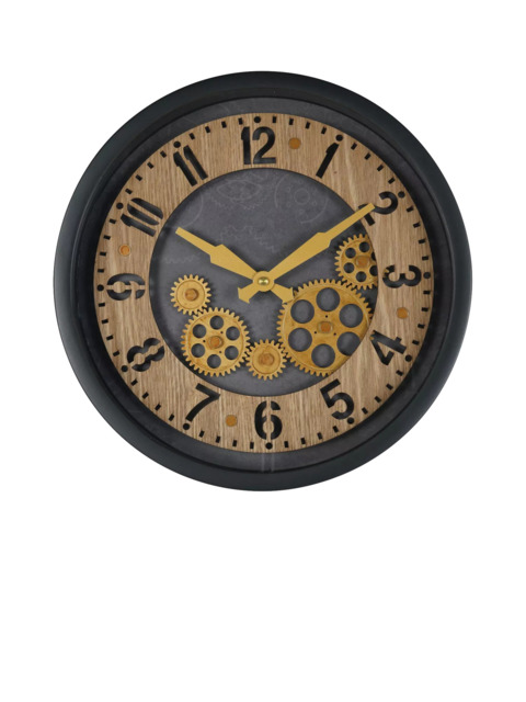 Libra Interiors Palladium Wood Dials Wall Clock, 32.8cm, Black - image 1