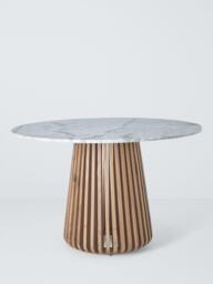 John Lewis Stave Marble Top 4 Seater Round Dining Table, Natural - thumbnail 1