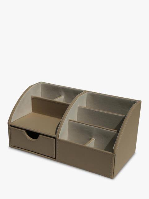 Osco Faux Leather Desk Organiser, Light Taupe - image 1