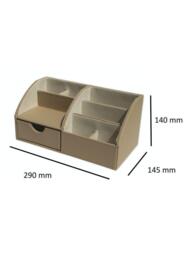 Osco Faux Leather Desk Organiser, Light Taupe - thumbnail 2