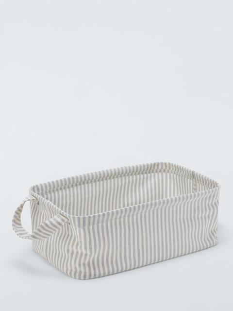 John Lewis Stripe Open Storage Box, Grey/Natural, Medium - image 1