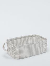 John Lewis Stripe Open Storage Box, Grey/Natural, Medium