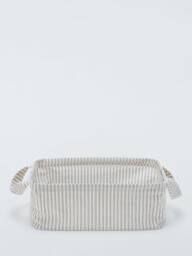 John Lewis Stripe Open Storage Box, Grey/Natural, Medium - thumbnail 2